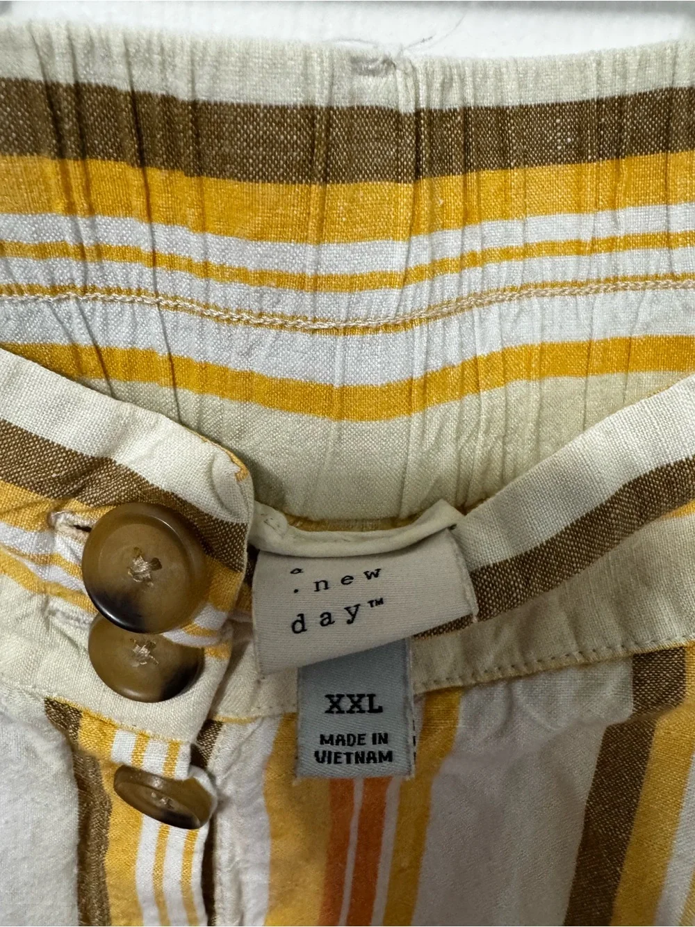 a new day Yellow and Orange Striped Button-Front Midi Skirt